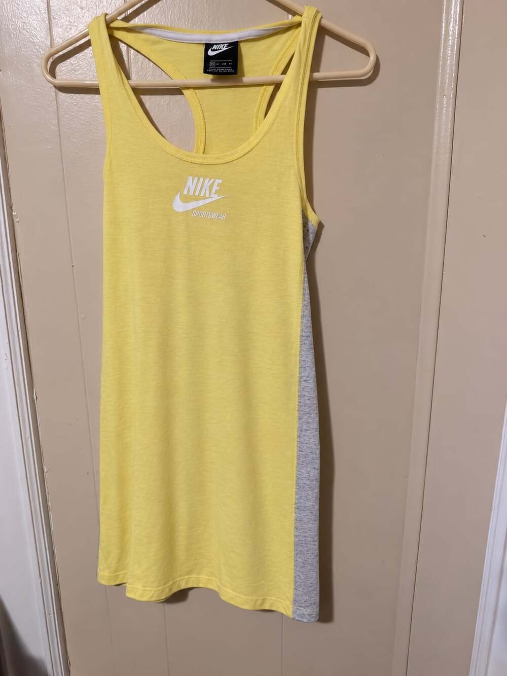 Nike Gym Vintage Tank Dress Size XS Yellow Grey Sportswear